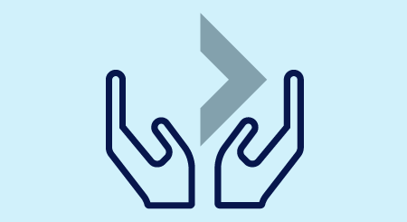 Icon of hands holding a forward arrow, signifying sharing.