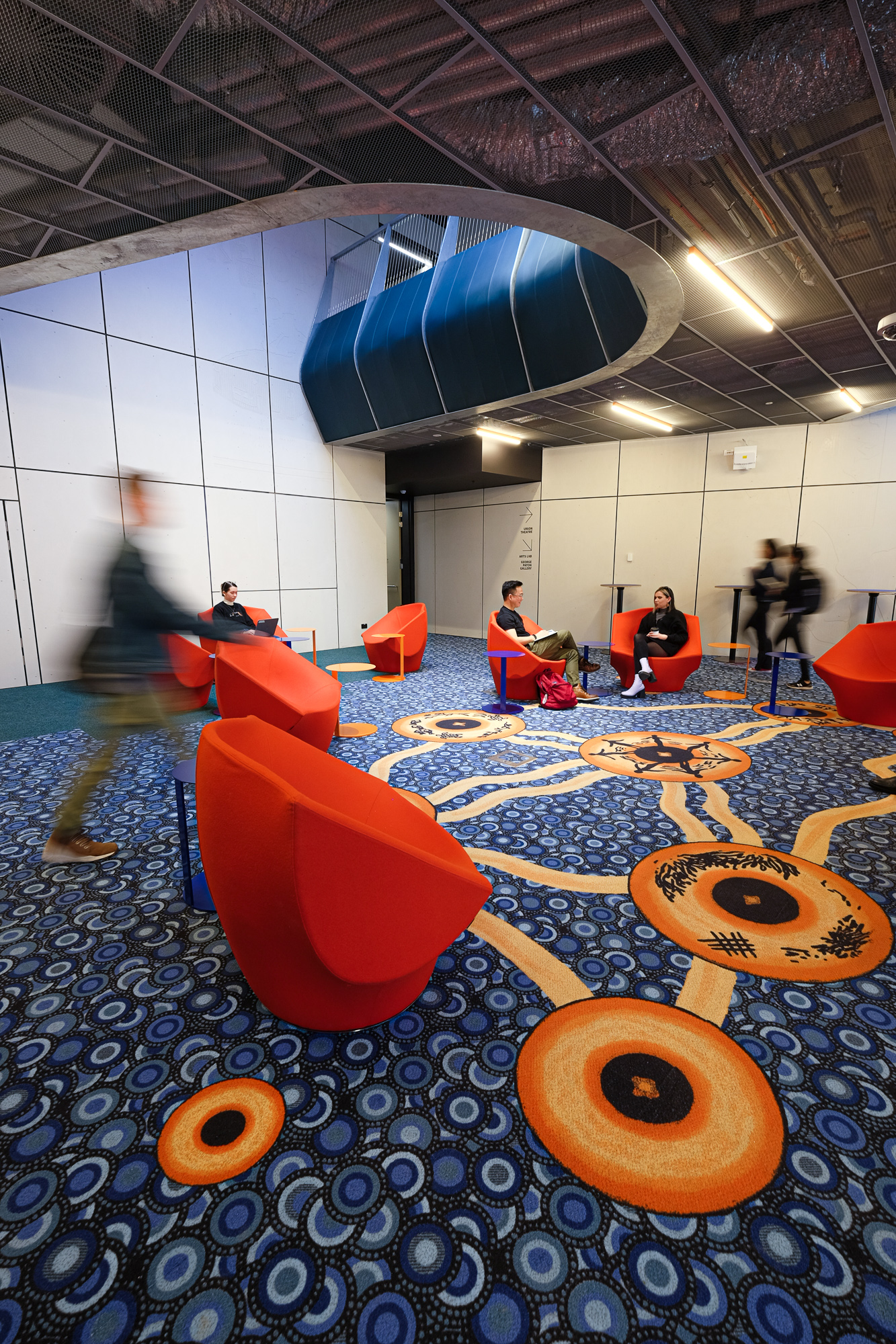 Level 2 foyer with carpet artwork