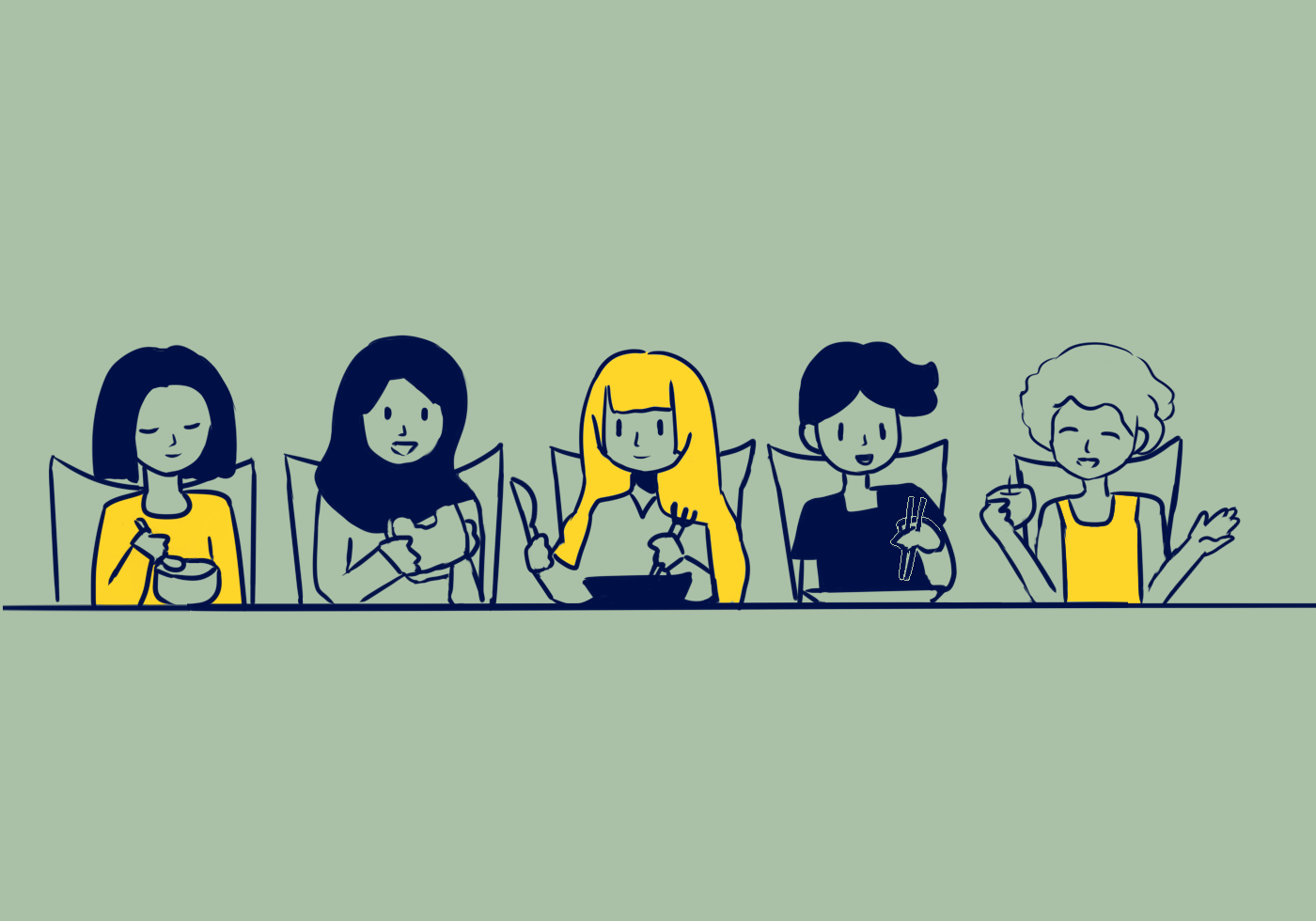 Graphic of students cooking together