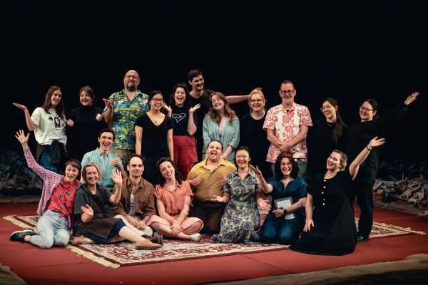 theatre cast crew and staff pose for a picture