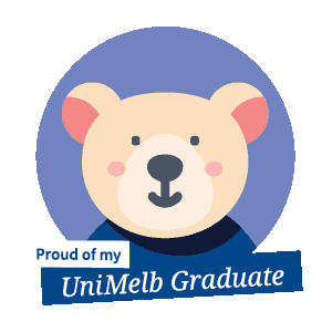 Animated GIF declaring "Proud of my UniMelb graduate"